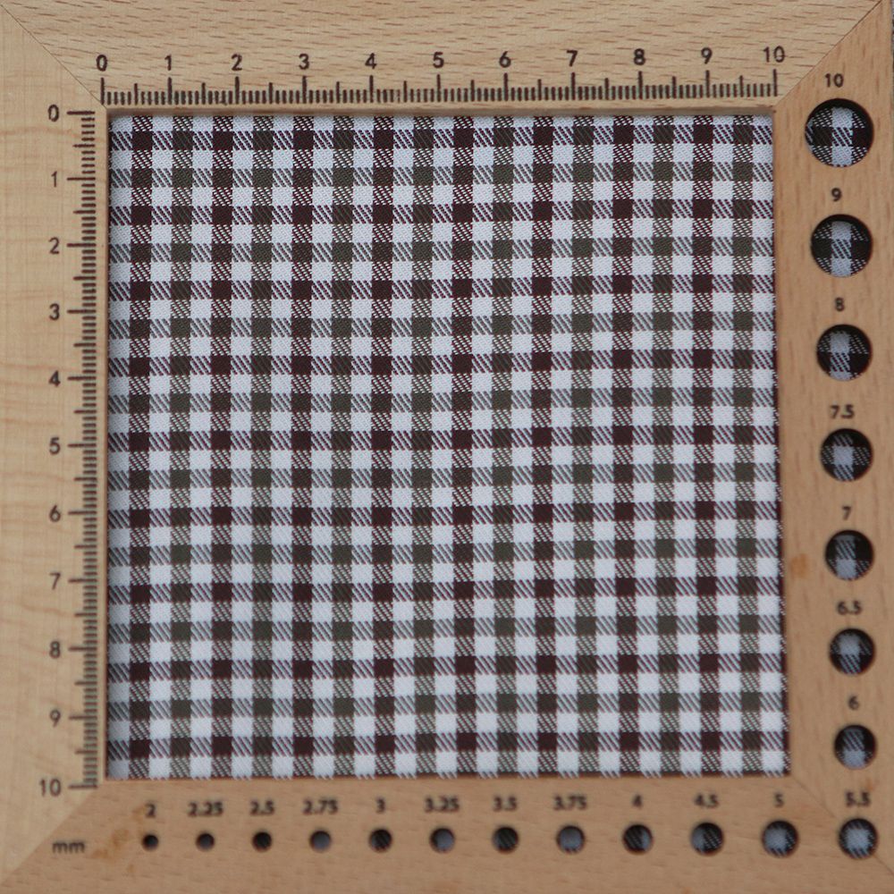 Archie - Coton gratté organique petit vichy chocolat et kaki