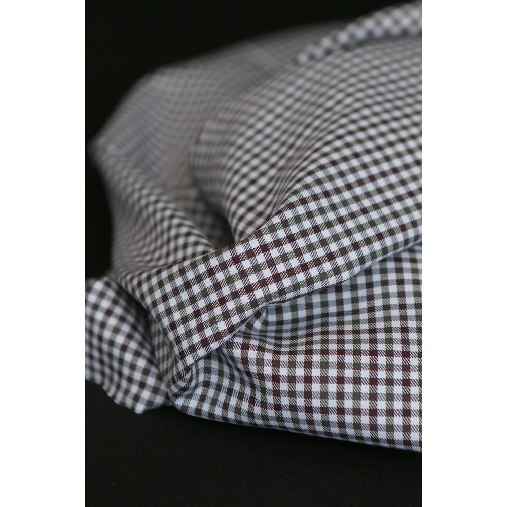 Archie - Coton gratté organique petit vichy chocolat et kaki