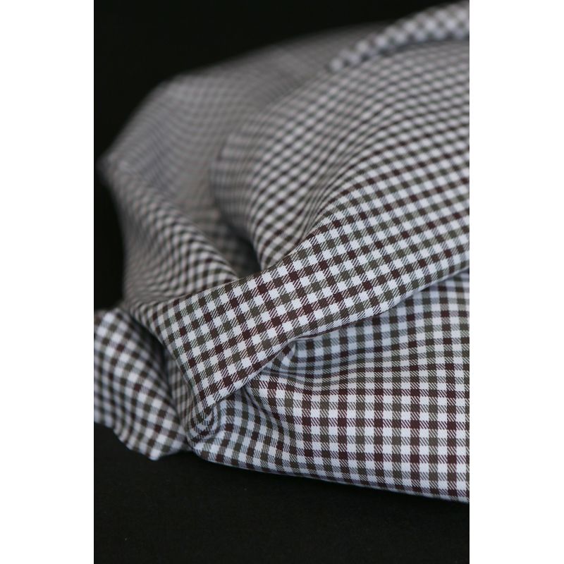 Archie - Coton gratté organique petit vichy chocolat et kaki