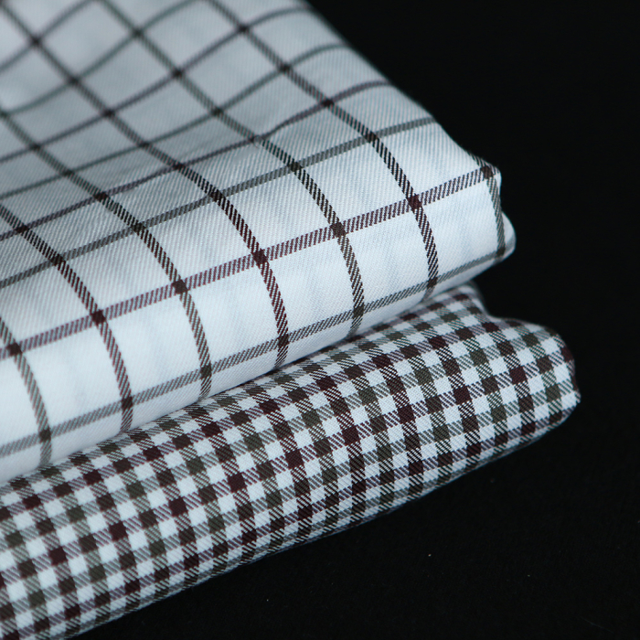 Archie - Coton gratté organique petit vichy chocolat et kaki