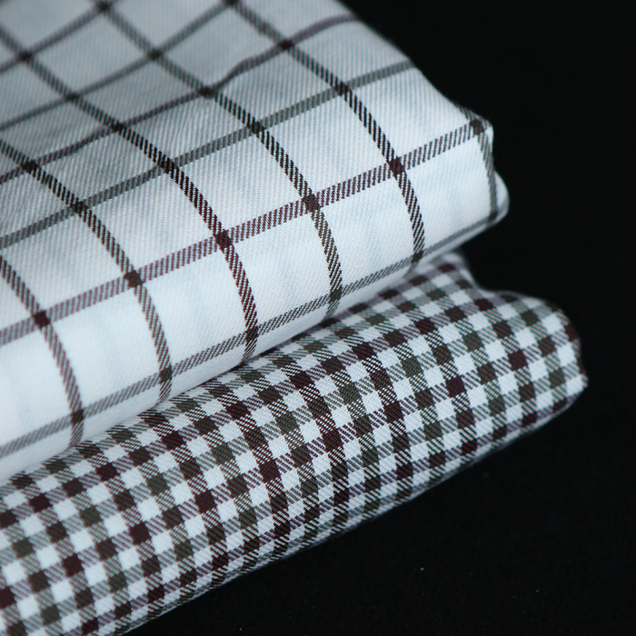 Archie - Coton gratté organique petit vichy chocolat et kaki