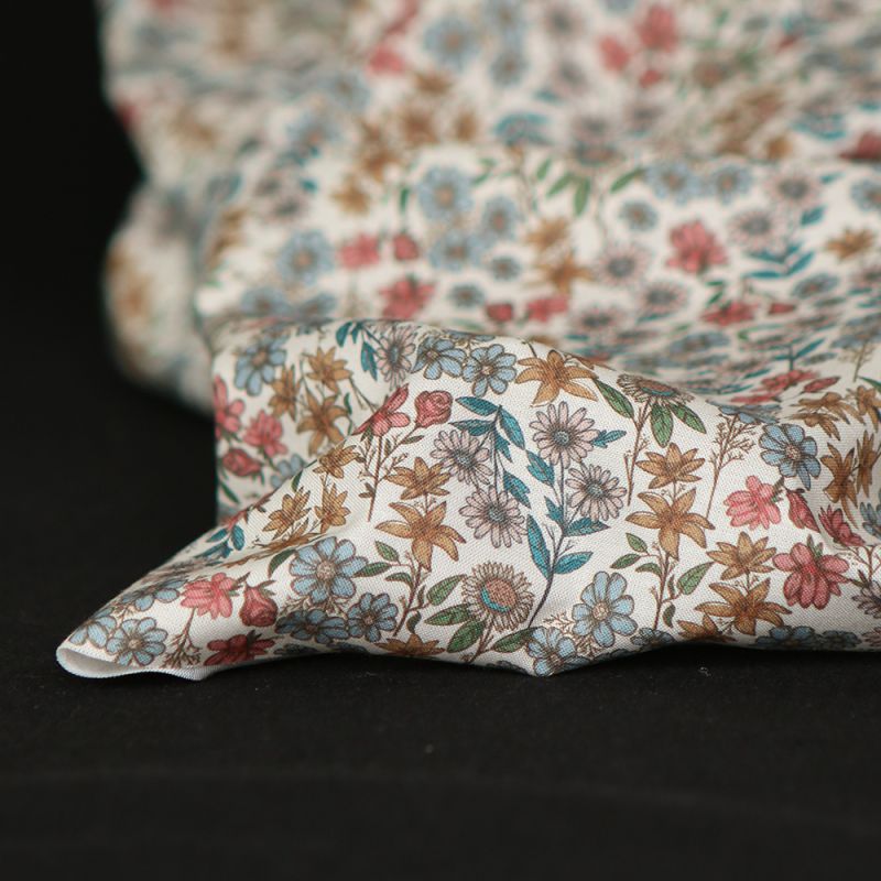 Juliette - Popeline de coton douce BIO imprimé fleurs d'automne