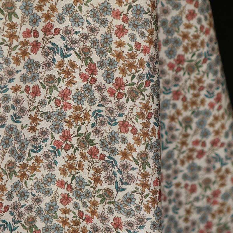 Juliette - Popeline de coton douce BIO imprimé fleurs d'automne