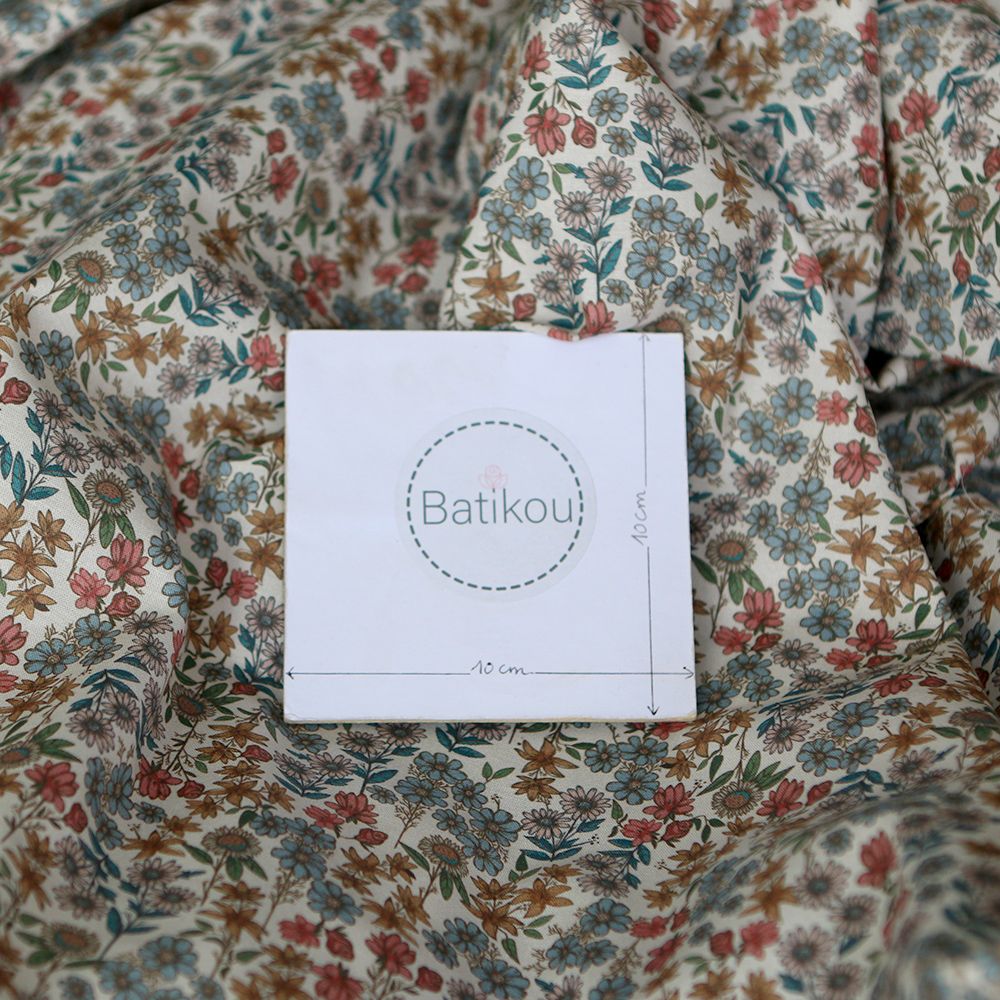 Juliette - Popeline de coton douce BIO imprimé fleurs d'automne