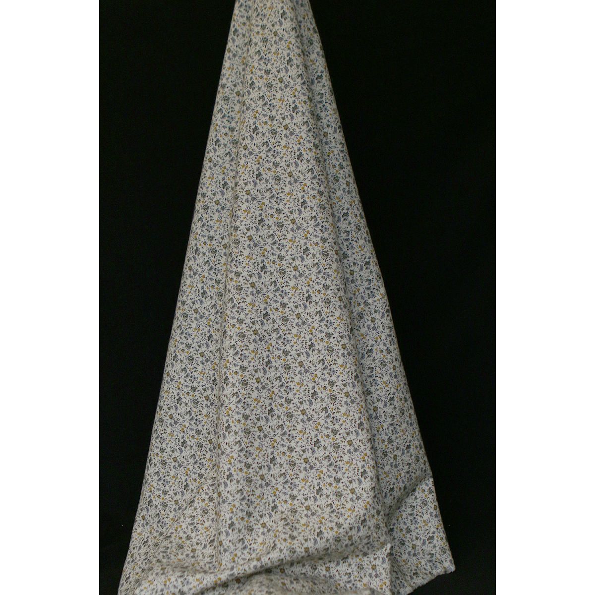 Harry - Coton gratté doux imprimé fleuri moutarde bleu et kaki