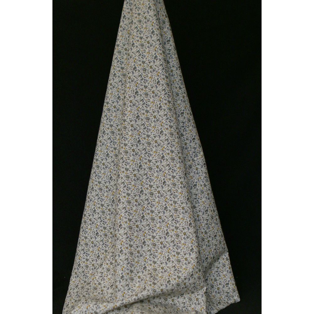 Harry - Coton gratté doux imprimé fleuri moutarde bleu et kaki