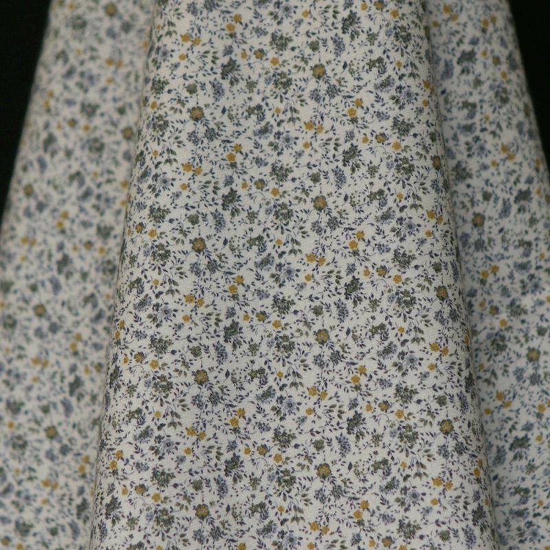 Harry - Coton gratté doux imprimé fleuri moutarde bleu et kaki