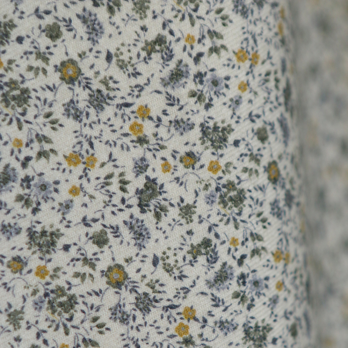 Harry - Coton gratté doux imprimé fleuri moutarde bleu et kaki