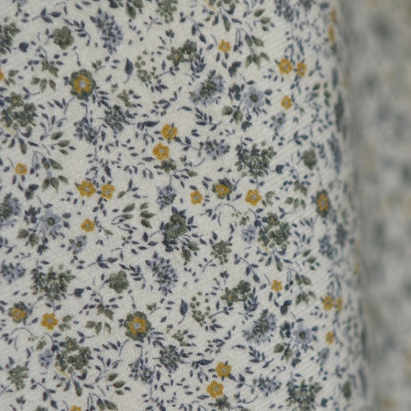 Harry - Coton gratté doux imprimé fleuri moutarde bleu et kaki