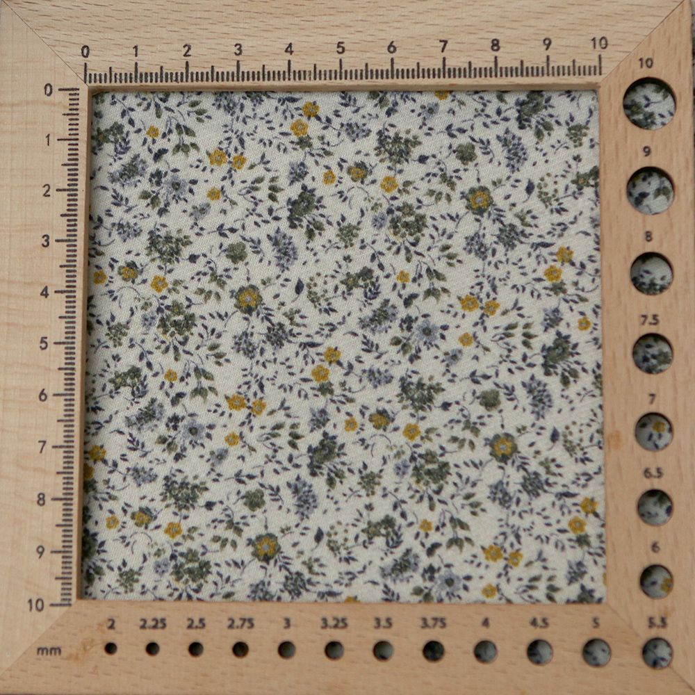 Harry - Coton gratté doux imprimé fleuri moutarde bleu et kaki