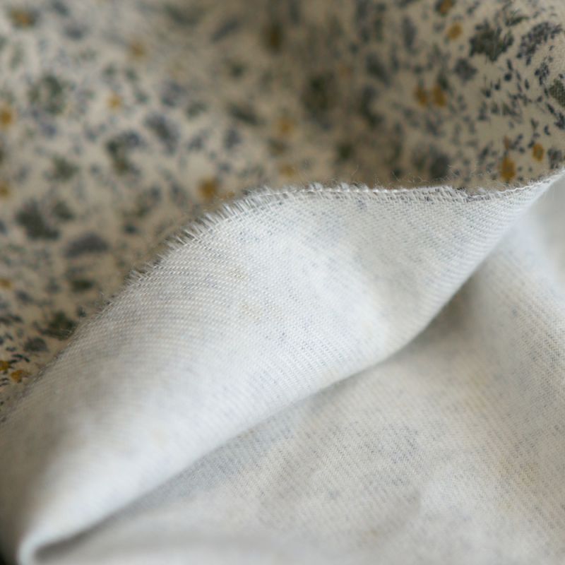 Harry - Coton gratté doux imprimé fleuri moutarde bleu et kaki