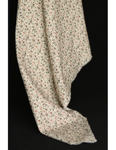 Harry - Coton gratté doux imprimé fleuri tomette kaki et marron