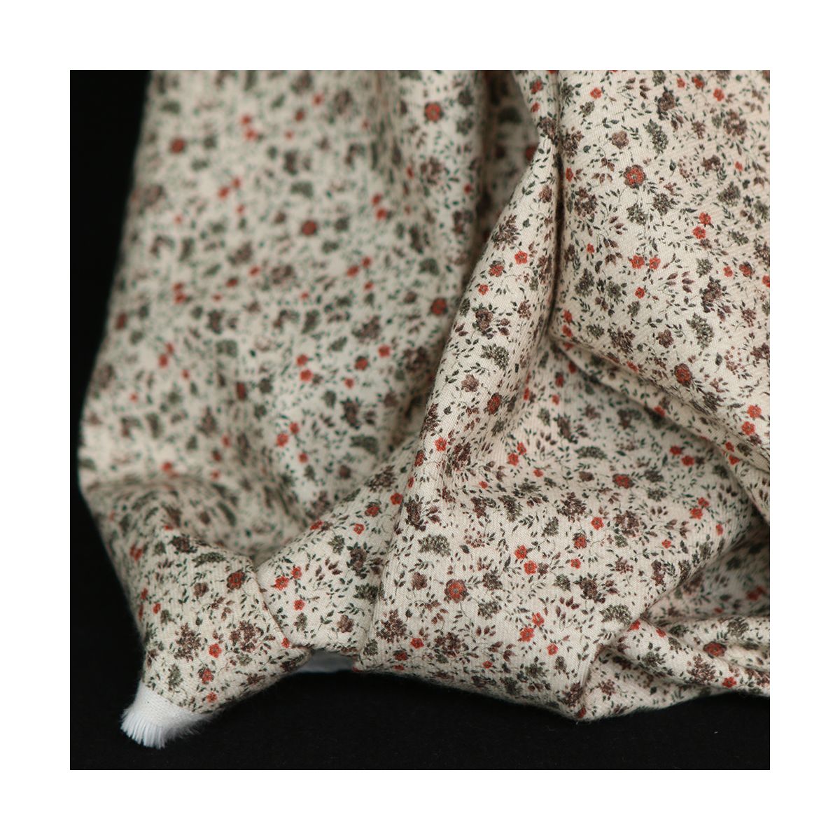 Harry - Coton gratté doux imprimé fleuri tomette kaki et marron Harry - Coton gratté doux imprimé fleuri tomette kaki et marron