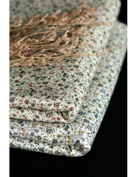 Harry - Coton gratté doux imprimé fleuri tomette kaki et marron