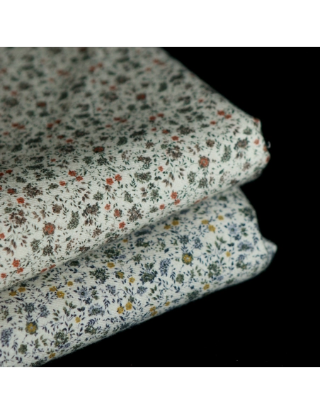 Harry - Coton gratté doux imprimé fleuri tomette kaki et marron