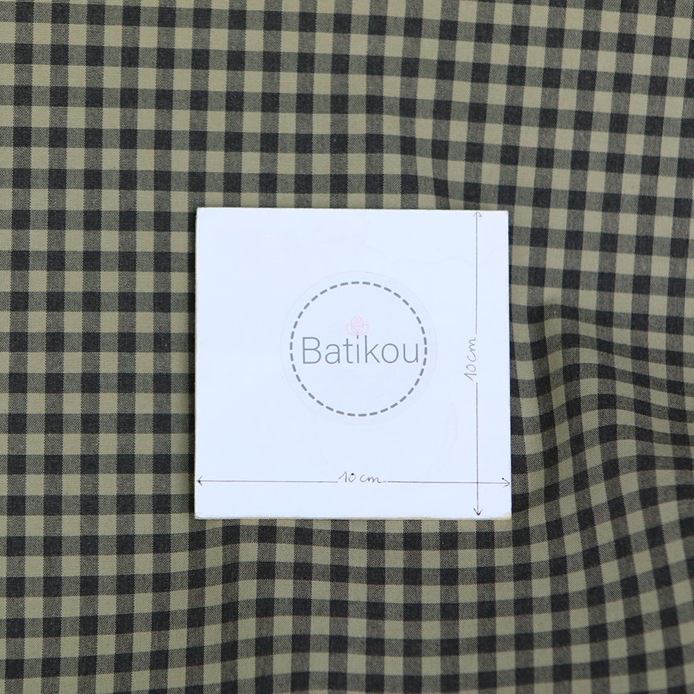 Coton vichy chiné kaki carreaux 5mm