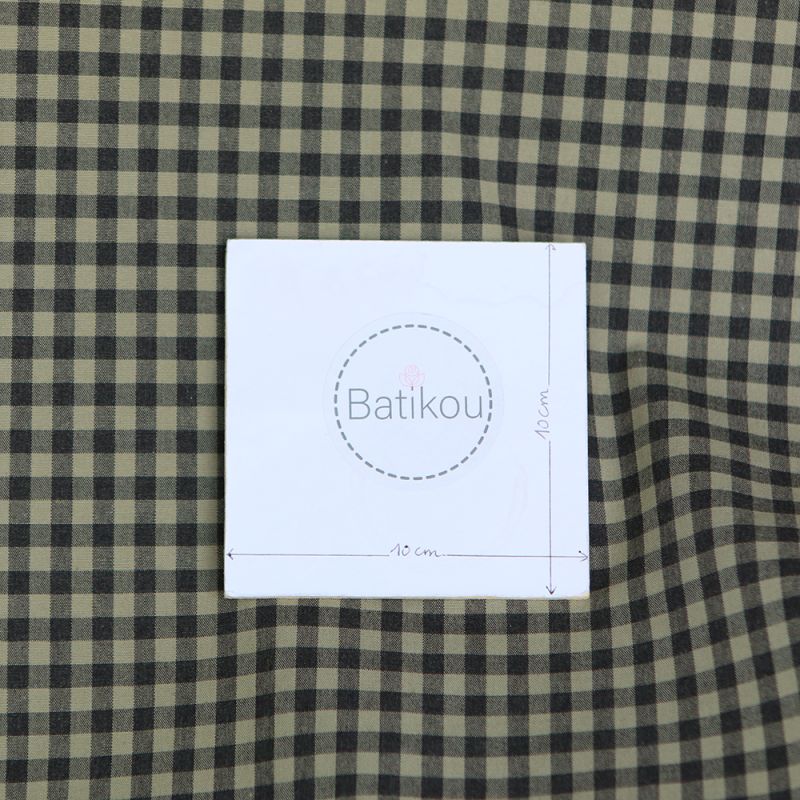 Coton vichy chiné kaki carreaux 5mm