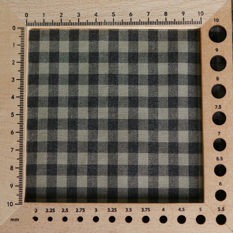 Coton vichy chiné kaki carreaux 5mm