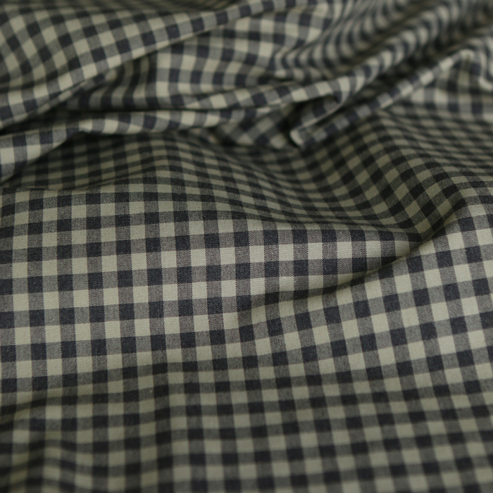 Coton vichy chiné kaki carreaux 5mm