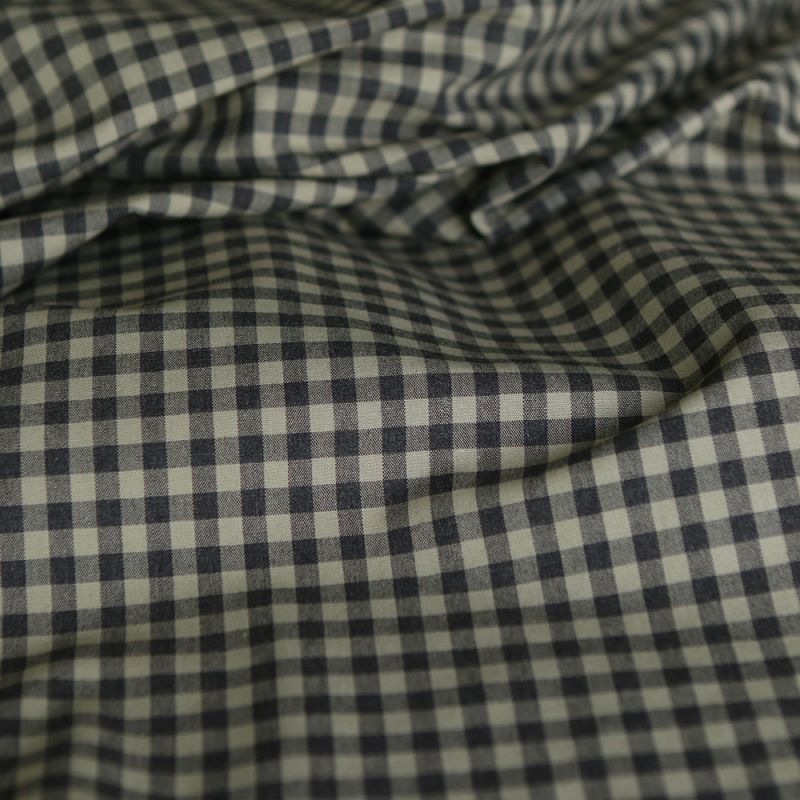 Coton vichy chiné kaki carreaux 5mm