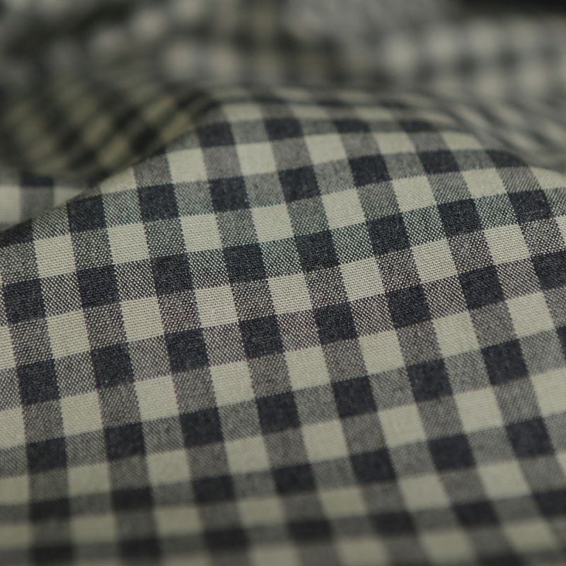 Coton vichy chiné kaki carreaux 5mm
