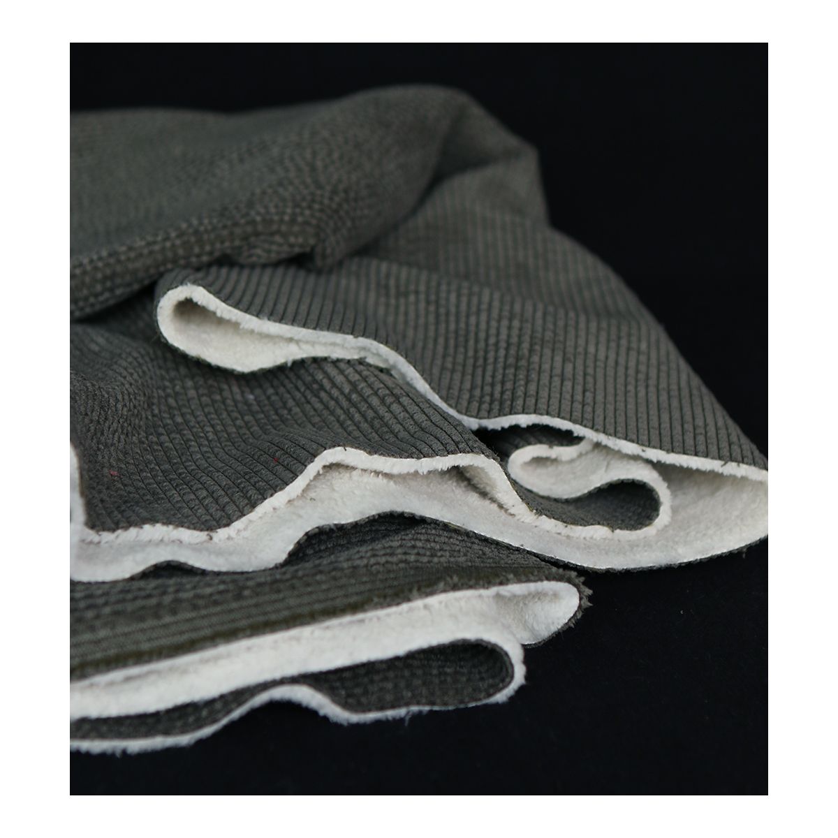 Norton - Velours à côtes doublé moumoute / fourrure kaki foncé