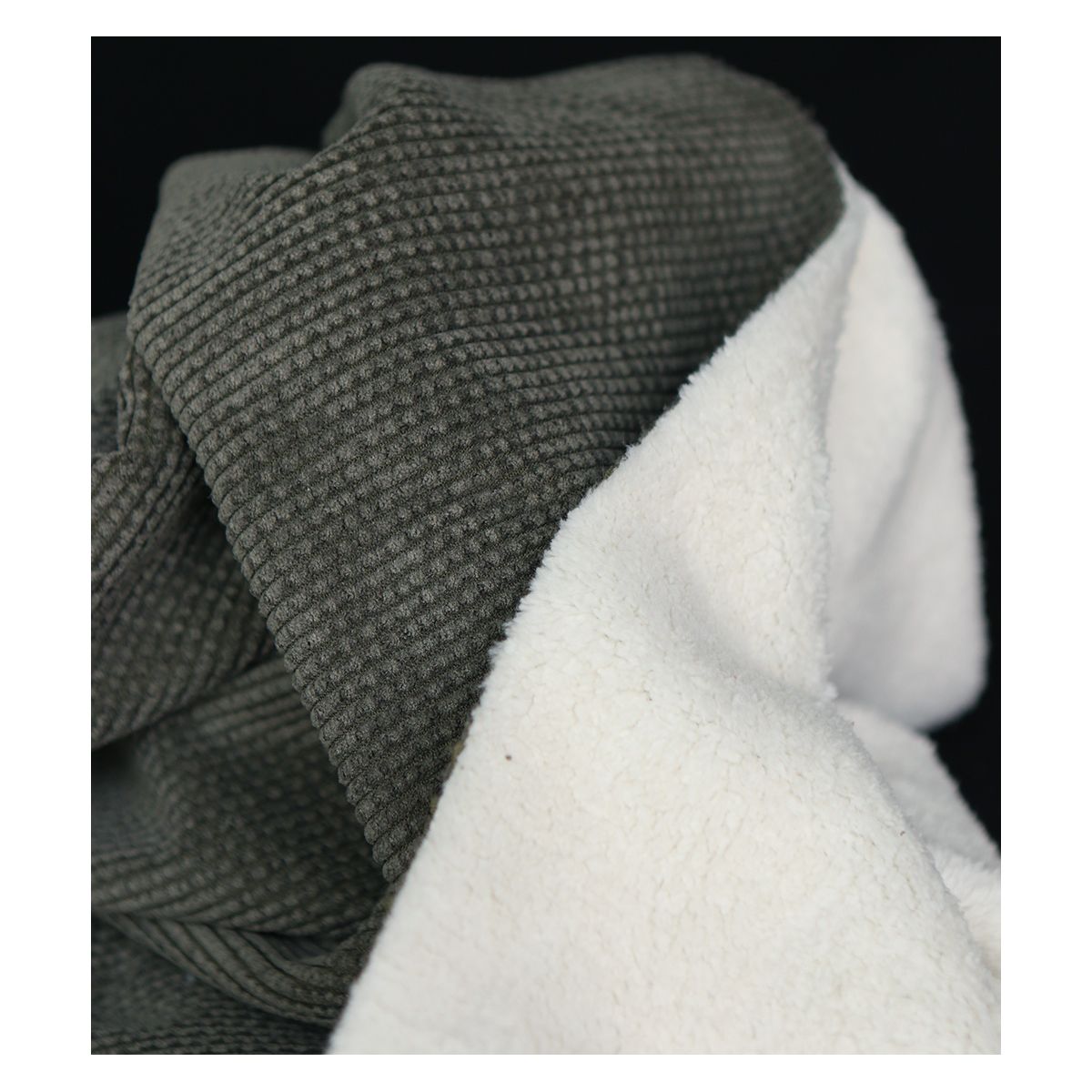 Norton - Velours à côtes doublé moumoute / fourrure kaki foncé