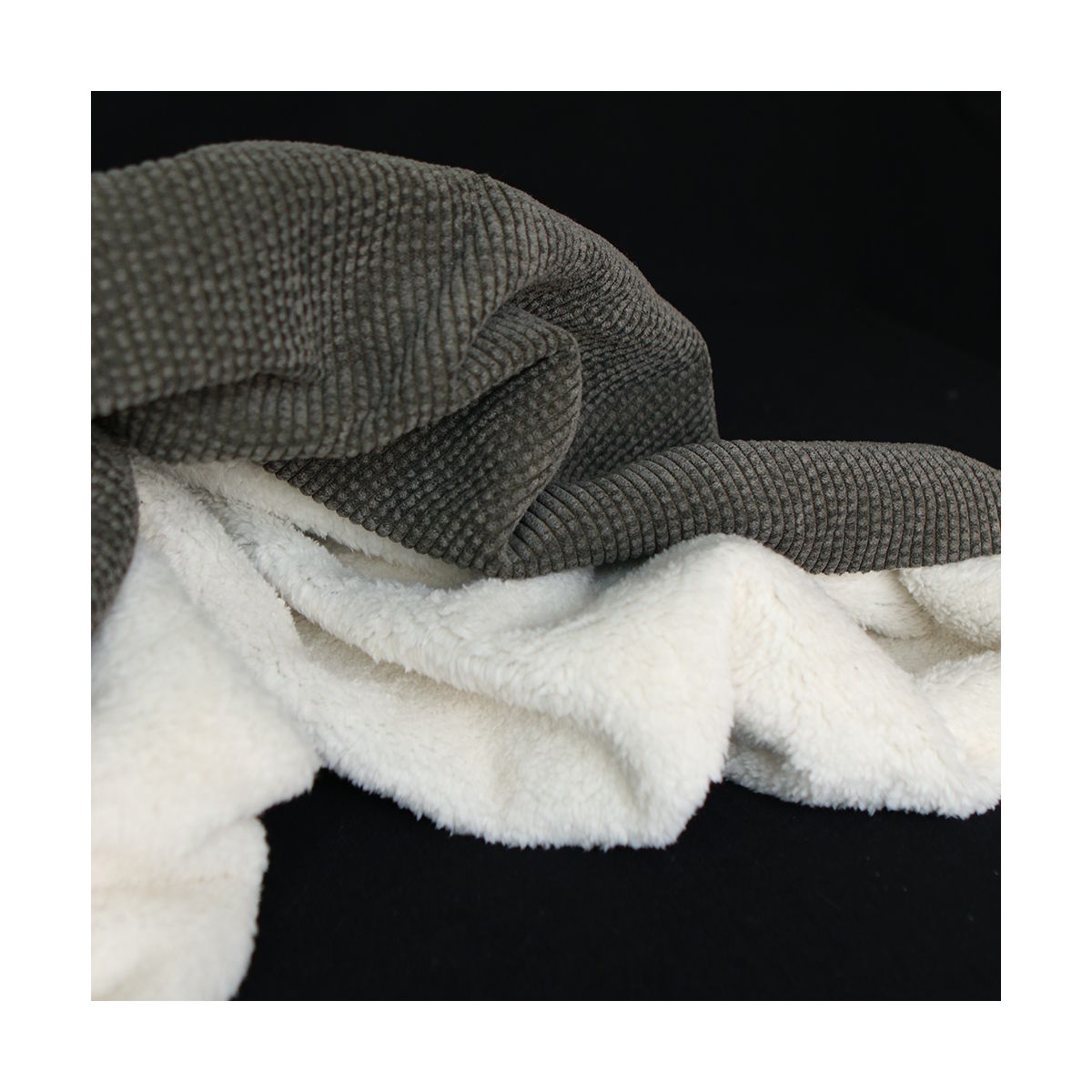 Norton - Velours à côtes doublé moumoute / fourrure kaki foncé