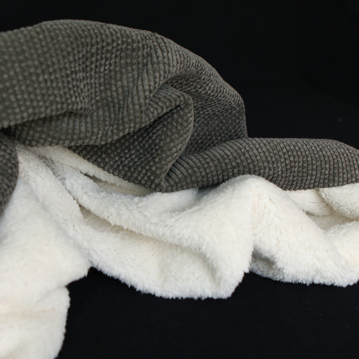 Norton - Velours à côtes doublé moumoute / fourrure kaki foncé