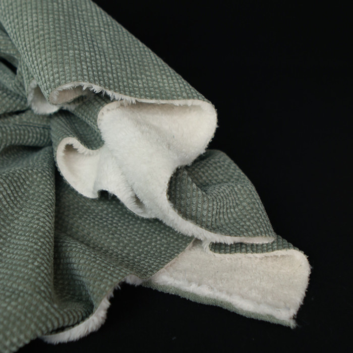 Norton - Velours à côtes doublé moumoute / fourrure sauge