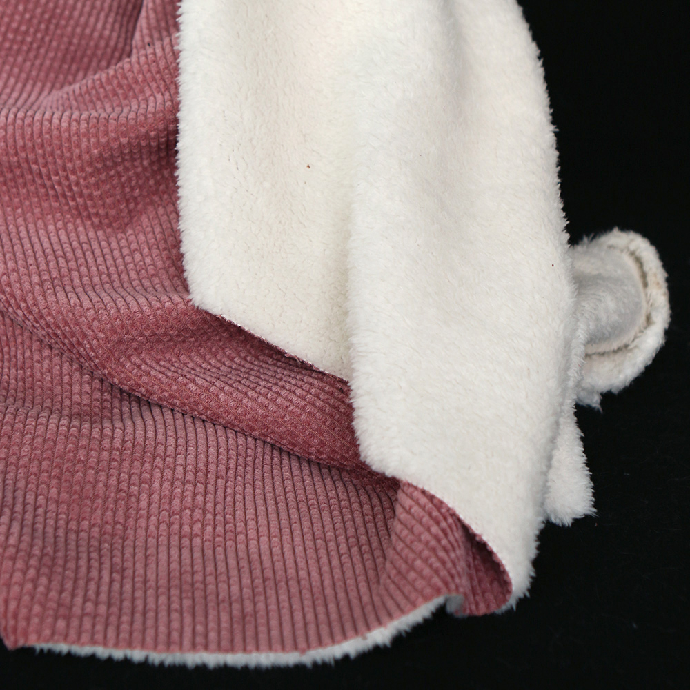 Norton - Velours à côtes doublé moumoute / fourrure bois de rose