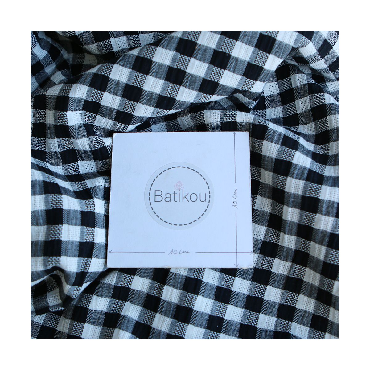 Richard - Seersucker / Coton gaufré texturé vichy noir Richard - Seersucker / Coton gaufré texturé vichy noir