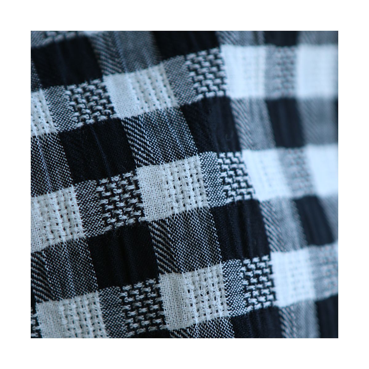 Richard - Seersucker / Coton gaufré texturé vichy noir Richard - Seersucker / Coton gaufré texturé vichy noir