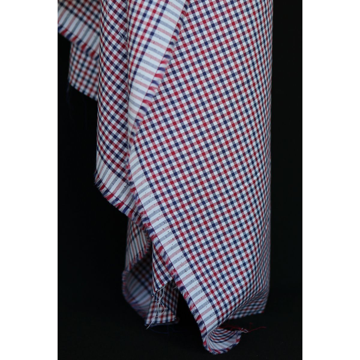 Archie - Coton gratté organique petit vichy rouge et bleu Archie - Coton gratté organique petit vichy rouge et bleu