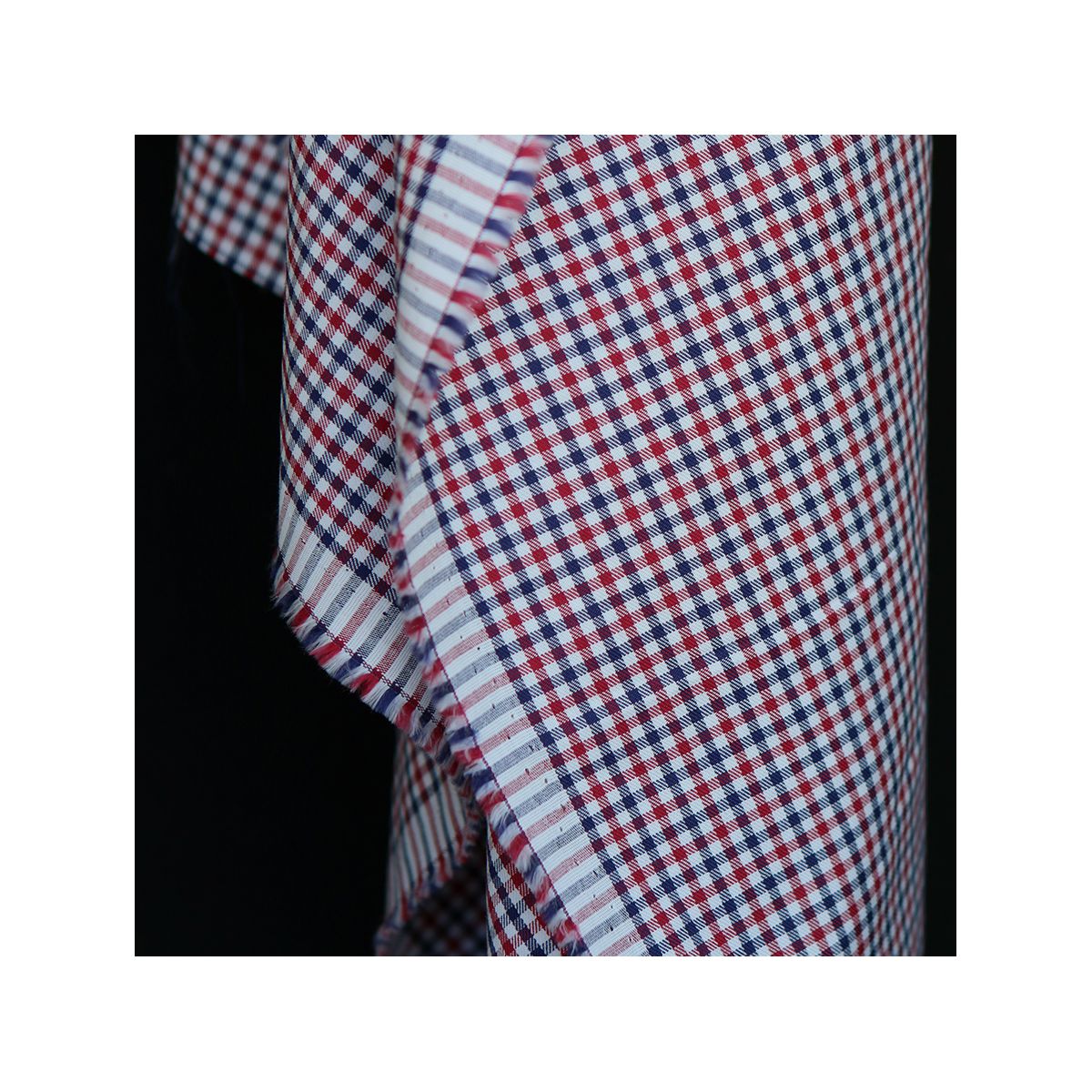 Archie - Coton gratté organique petit vichy rouge et bleu Archie - Coton gratté organique petit vichy rouge et bleu