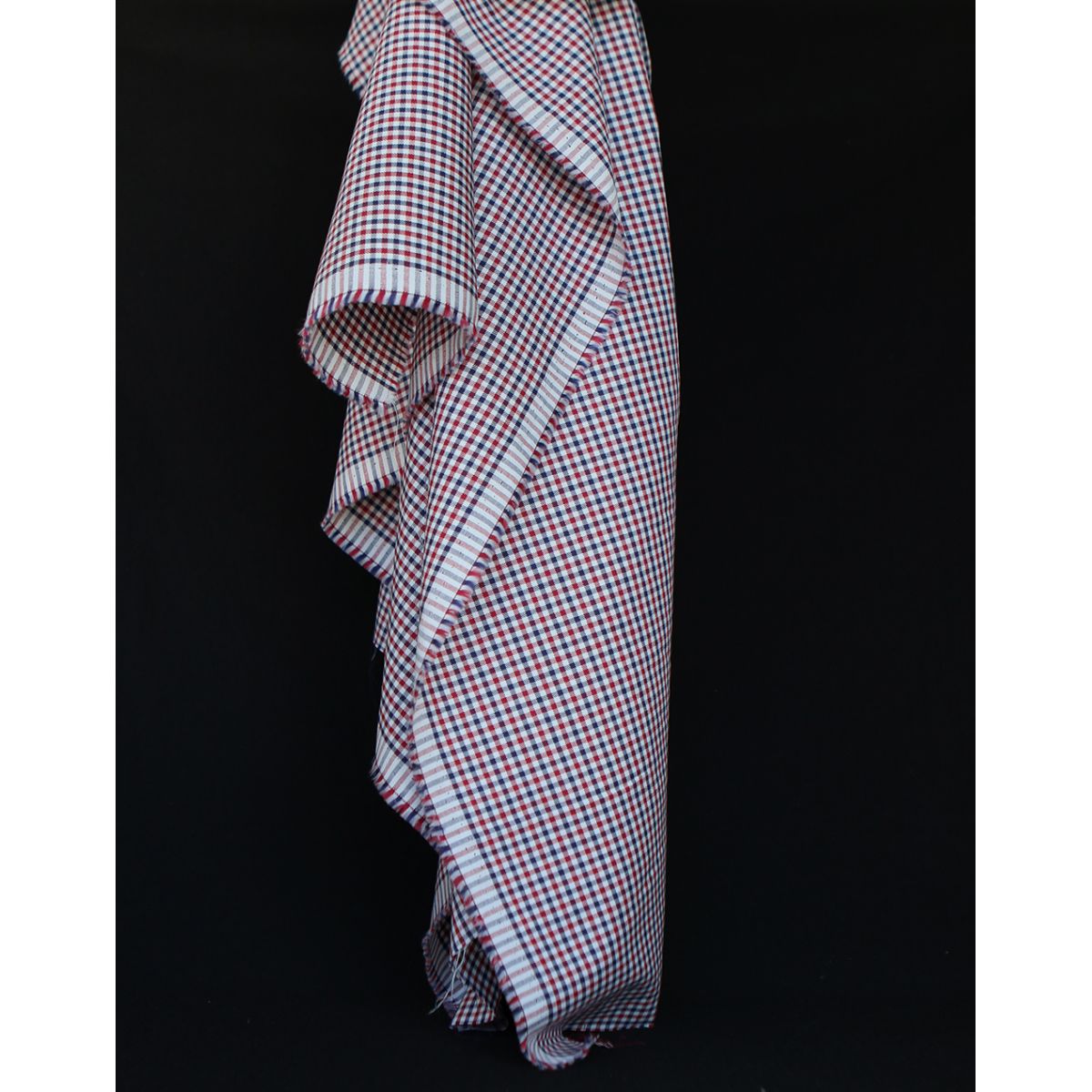 Archie - Coton gratté organique petit vichy rouge et bleu Archie - Coton gratté organique petit vichy rouge et bleu