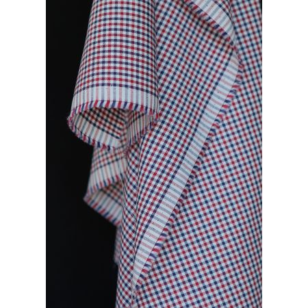 Archie - Coton gratté organique petit vichy rouge et bleu