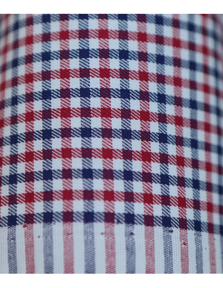 Archie - Coton gratté organique petit vichy rouge et bleu