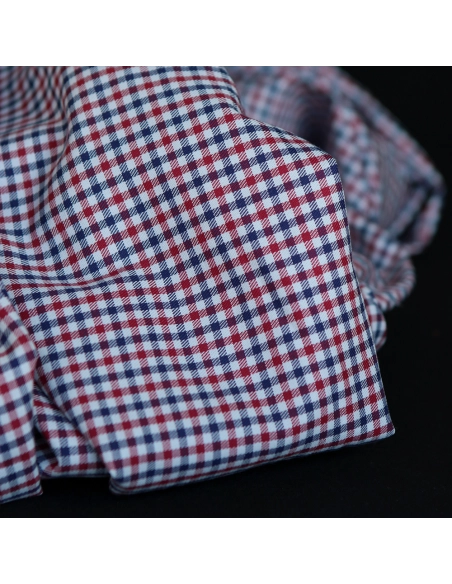 Archie - Coton gratté organique petit vichy rouge et bleu