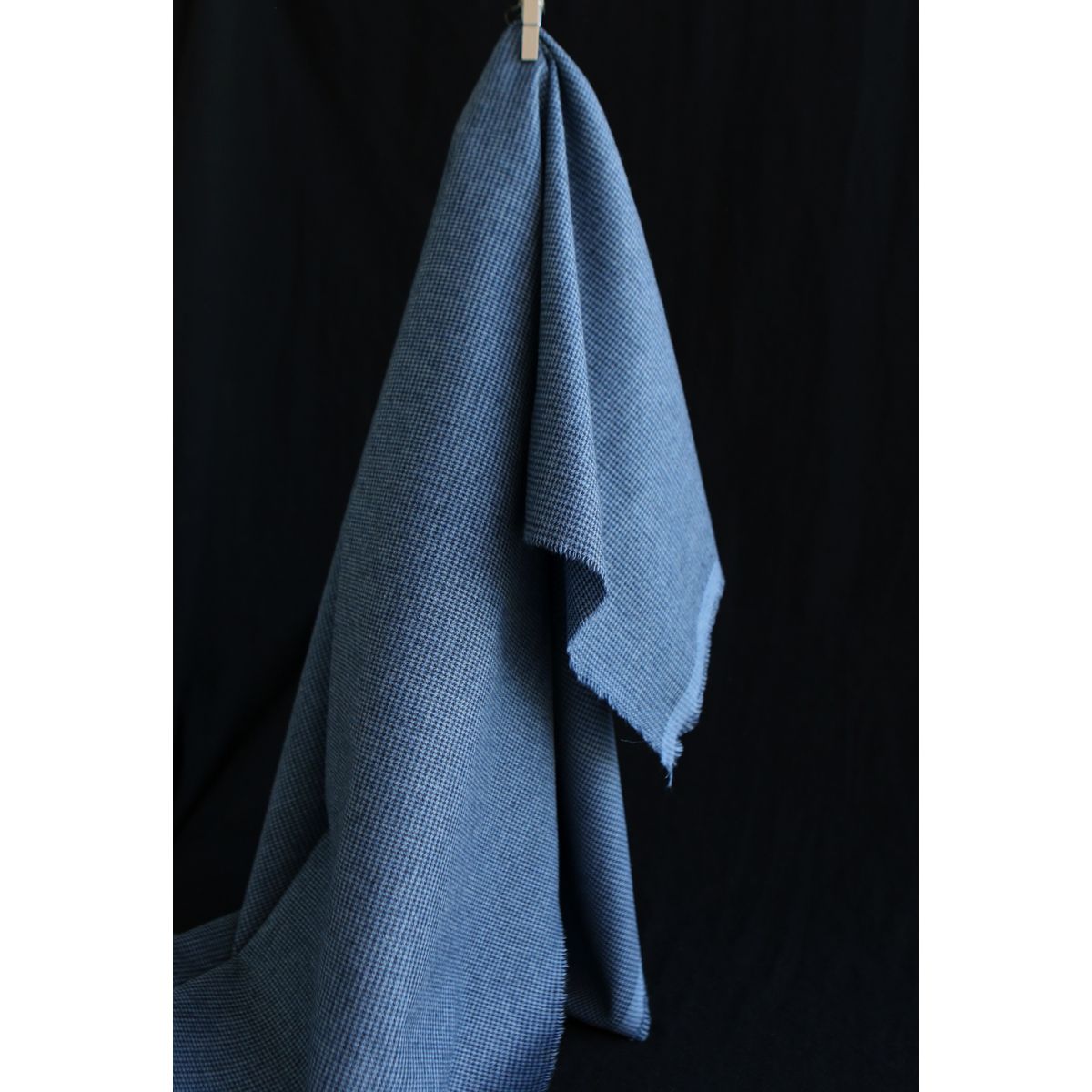 Coco - Coton gratté doux tissage mini pied de poule (pied de puce) Bleu