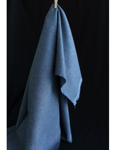 Coco - Coton gratté doux tissage mini pied de poule (pied de puce) Bleu