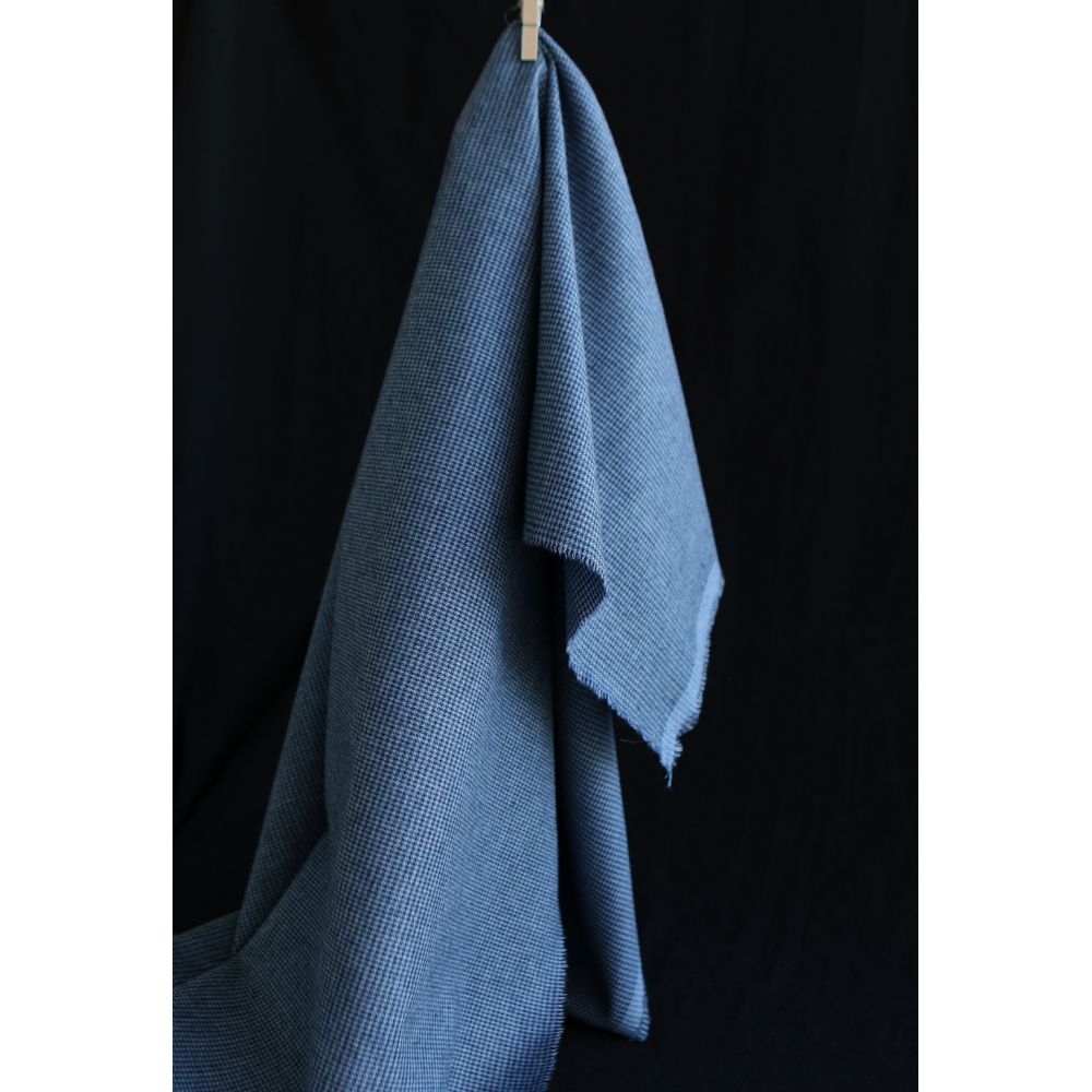 Coco - Coton gratté doux tissage mini pied de poule (pied de puce) Bleu