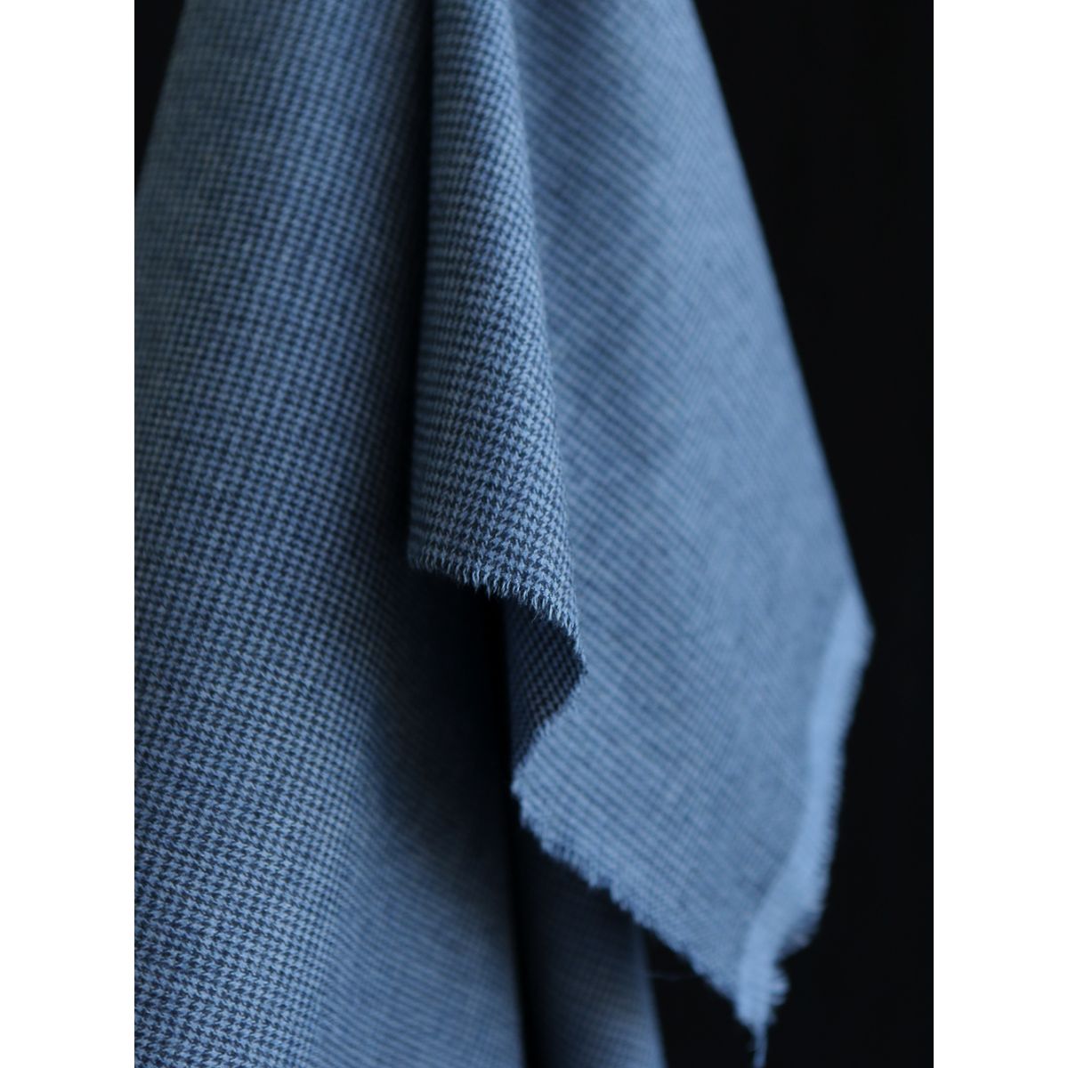 Coco - Coton gratté doux tissage mini pied de poule (pied de puce) Bleu