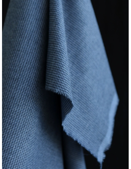 Coco - Coton gratté doux tissage mini pied de poule (pied de puce) Bleu