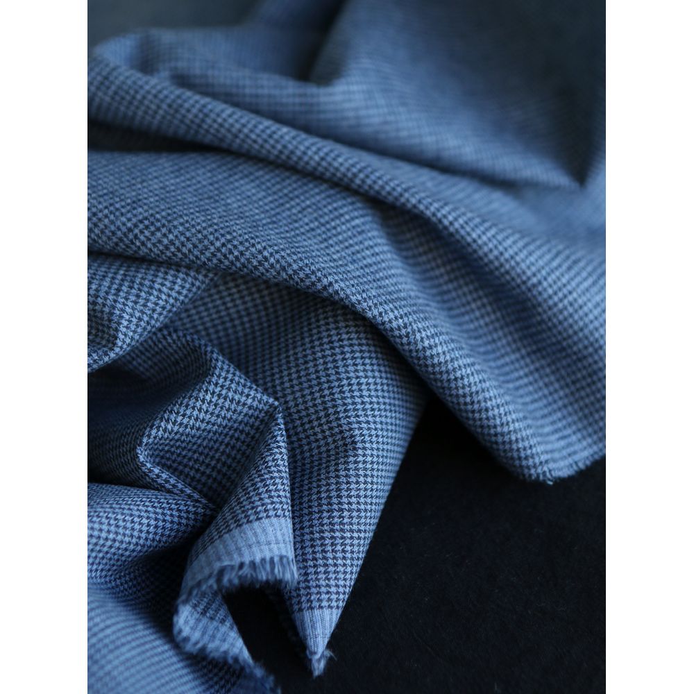 Coco - Coton gratté doux tissage mini pied de poule (pied de puce) Bleu