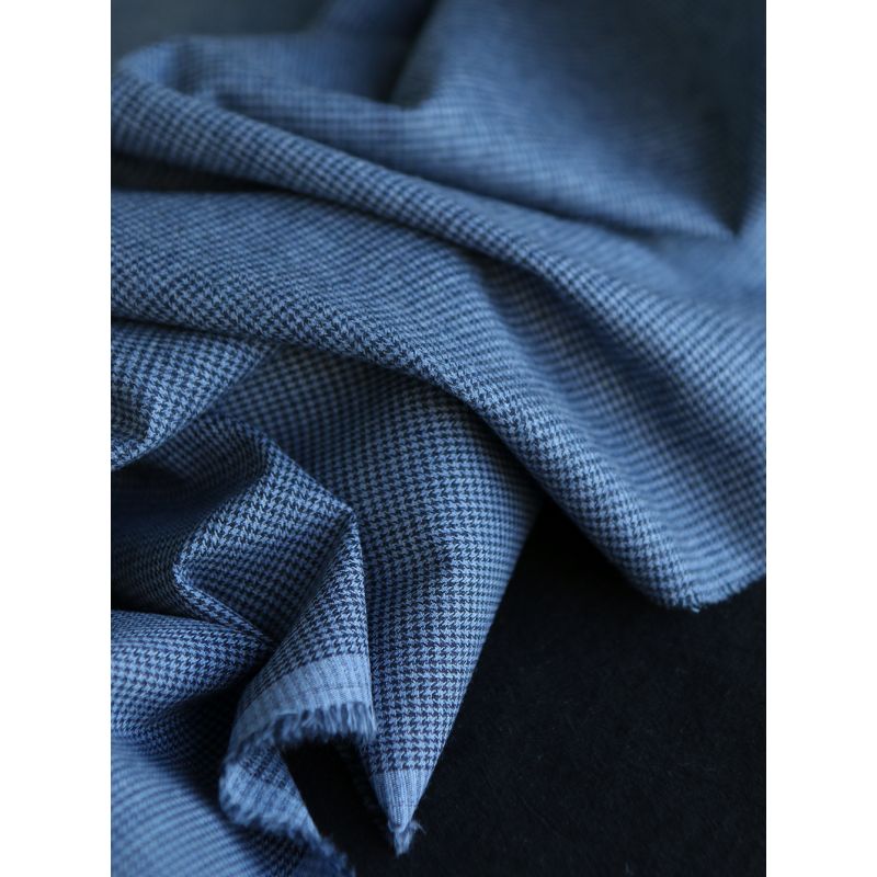 Coco - Coton gratté doux tissage mini pied de poule (pied de puce) Bleu