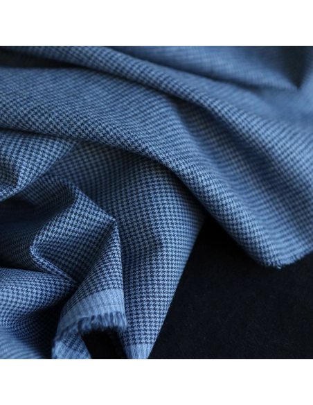 Coco - Coton gratté doux tissage mini pied de poule (pied de puce) Bleu