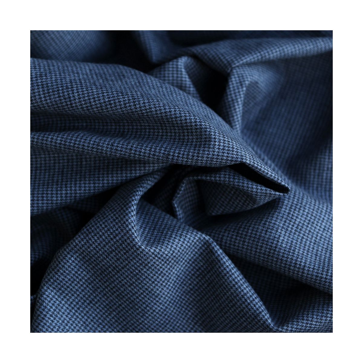 Coco - Coton gratté doux tissage mini pied de poule (pied de puce) Bleu