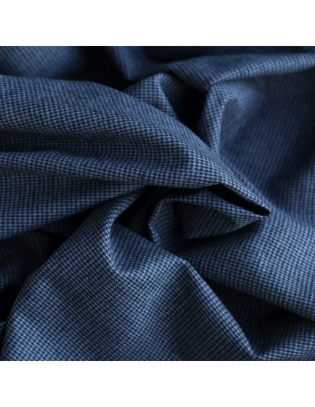 Coco - Coton gratté doux tissage mini pied de poule (pied de puce) Bleu