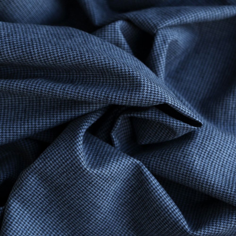 Coco - Coton gratté doux tissage mini pied de poule (pied de puce) Bleu